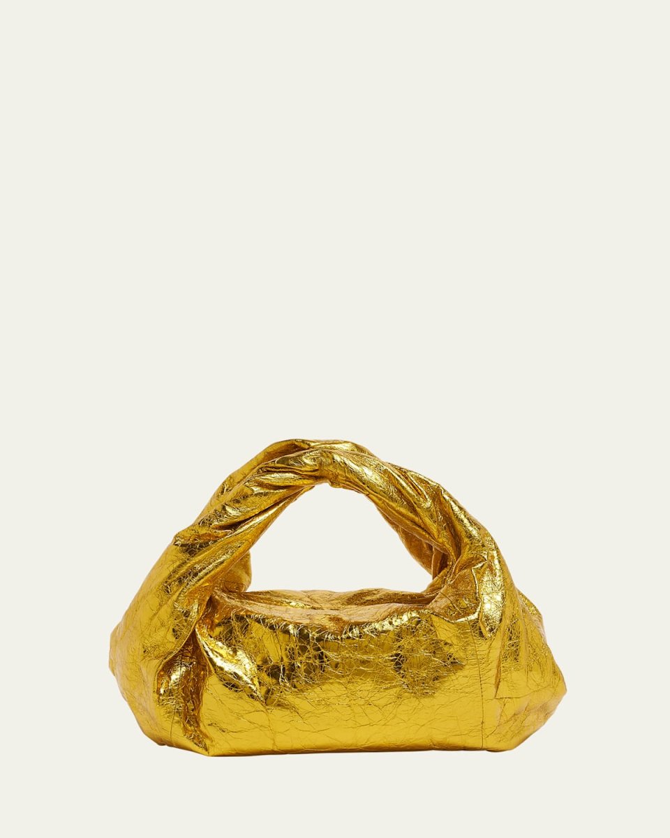 Twisted Metallic Leather Top-Handle Bag